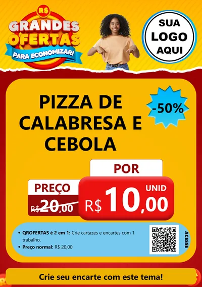 Modelo de Cartaz para Cartaz A4 Vertical com o tema Grandes Ofertas Para Economizar! para Pizzaria