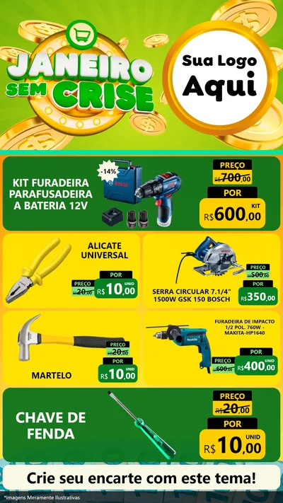 Modelo de TV para TV Vertical com o tema Janeiro Sem Crise para Maquinas e Ferramentas