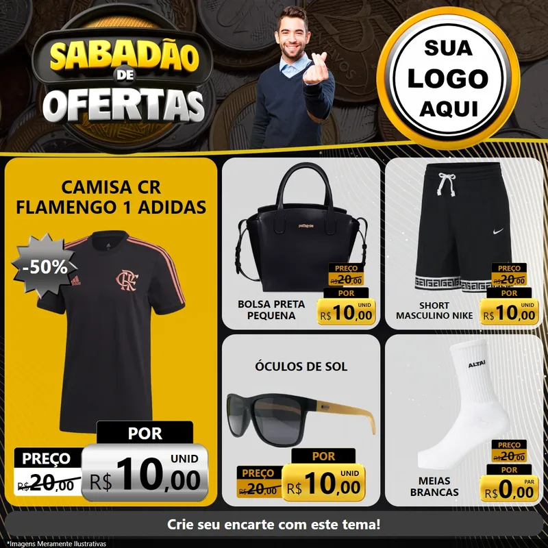 Modelo de Rede Social para Feed Facebook com o tema Sabadão de Ofertas para Roupas e acessórios