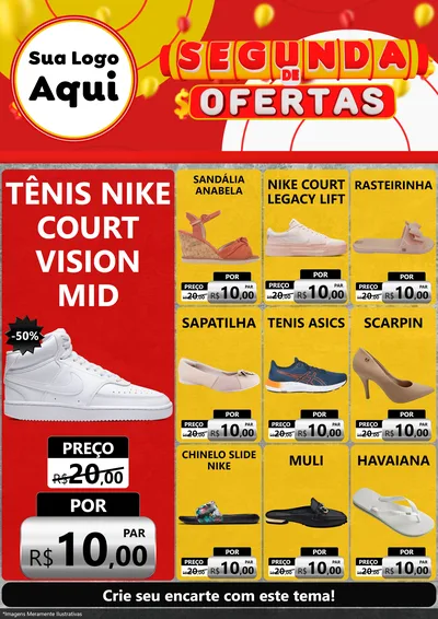 Modelo de Encarte para Encarte A4 Vertical com o tema Segunda de Ofertas para Calçados