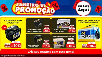 Modelo de TV para TV Horizontal com o tema Janeiro de Promoção para Baterias Elétricas