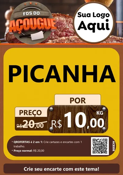 Modelo de Cartaz para Cartaz A4 Vertical com o tema Final de Semana do Açougue para Açougue