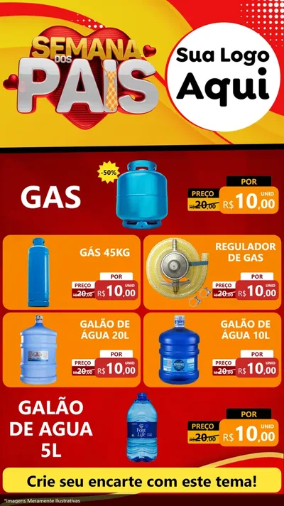 Modelo de TV para TV Vertical com o tema Semana Dos Pais para Água e gás