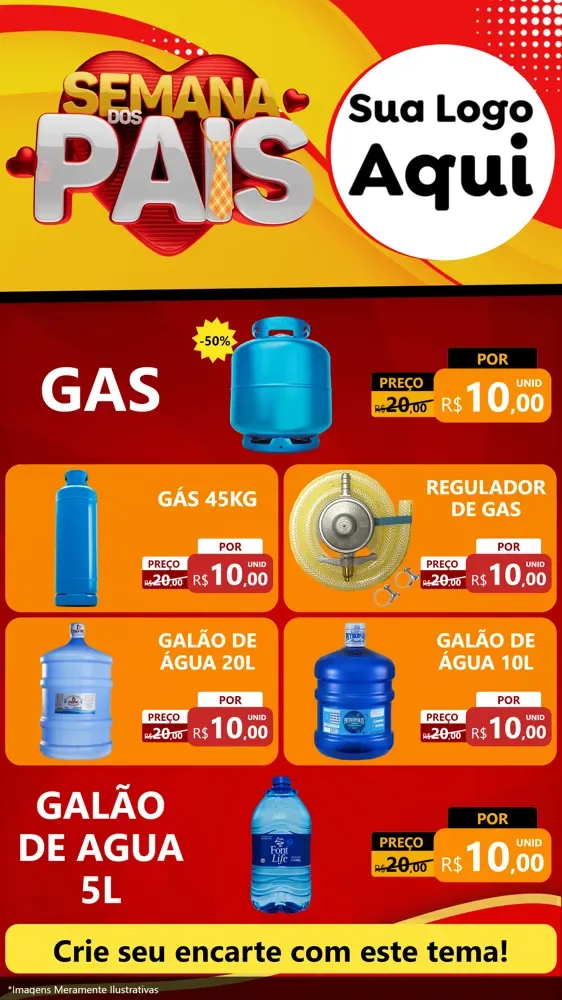 Modelo de TV para TV Vertical com o tema Semana Dos Pais para Água e gás