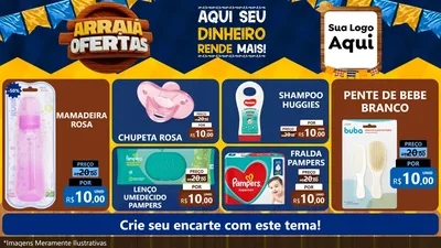 Modelo de TV para TV Horizontal com o tema Arraiá de Ofertas - Junina para Bebês