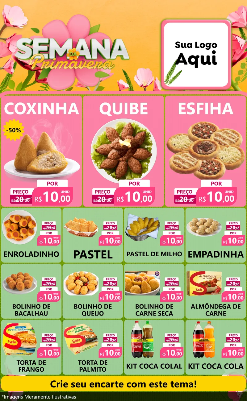 Modelo de Encarte para Encarte Grande com o tema Semana da Primavera para Salgadaria