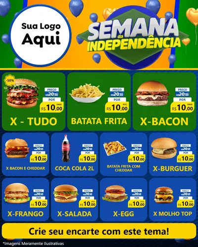 Modelo de Rede Social para Feed Instagram com o tema Semana da Independência para Hamburgueria