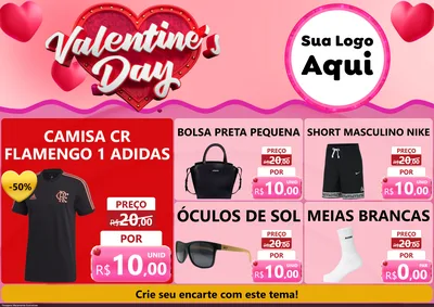 Modelo de Encarte para Encarte A4 Horizontal com o tema Valentine's Day para Roupas e acessórios