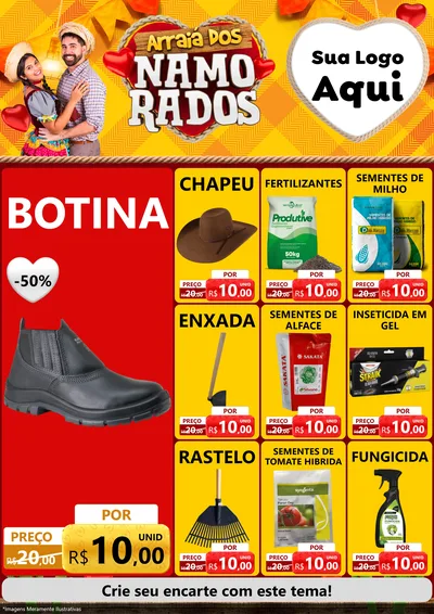 Modelo de Encarte para Encarte A4 Vertical com o tema Arraiá dos Namorados para Agropecuária