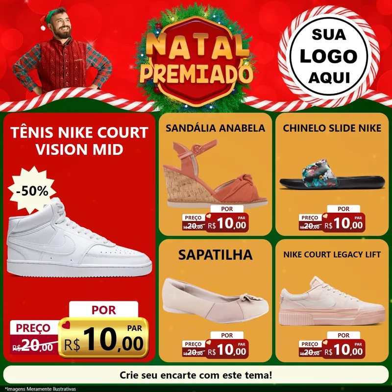 Modelo de Rede Social para Feed Facebook com o tema Natal Premiado para Calçados