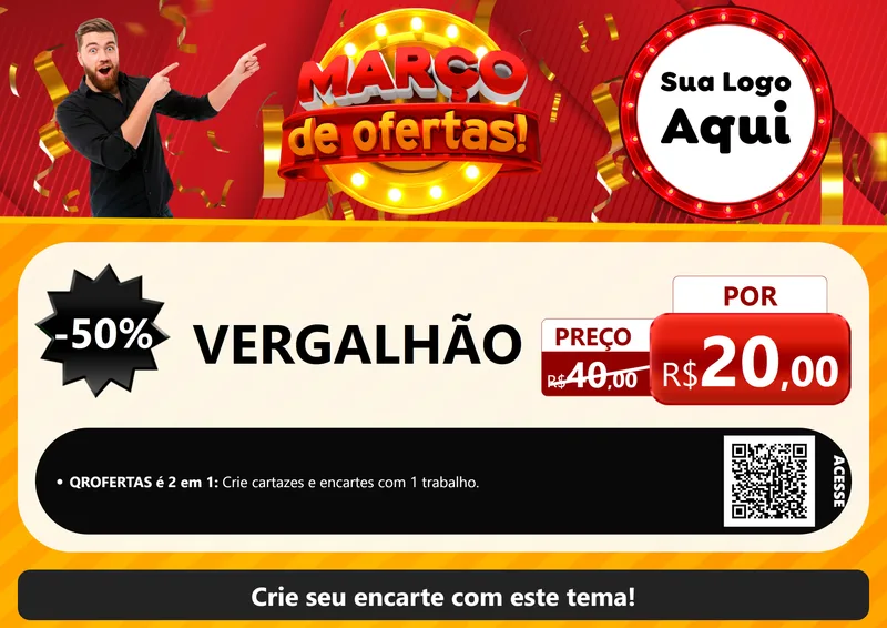 Modelo de Cartaz para Cartaz A4 Horizontal com o tema Março de Ofertas! para Ferragens