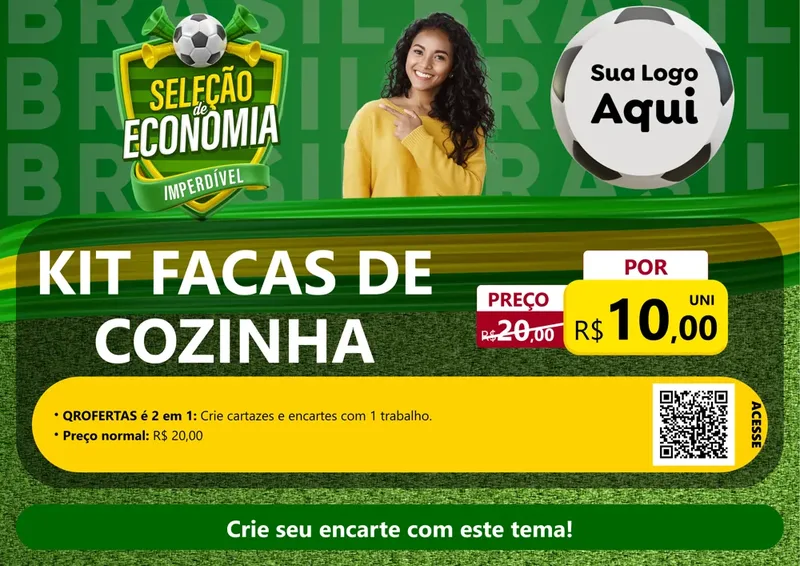 Modelo de Cartaz para Cartaz A4 Horizontal com o tema Seleção de Economia - Copa para Utilidades Domésticas