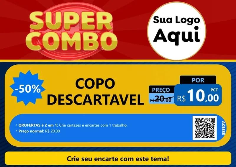 Modelo de Cartaz para Cartaz A4 Horizontal com o tema Super Combo para Embalagens
