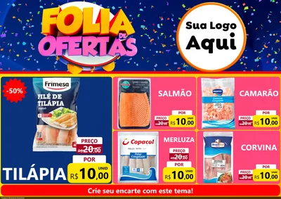 Modelo de Encarte para Encarte A4 Horizontal com o tema Folia de Ofertas para Peixaria