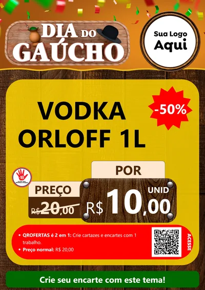 Modelo de Cartaz para Cartaz A4 Vertical com o tema Dia do Gaúcho para Distribuidora de bebidas