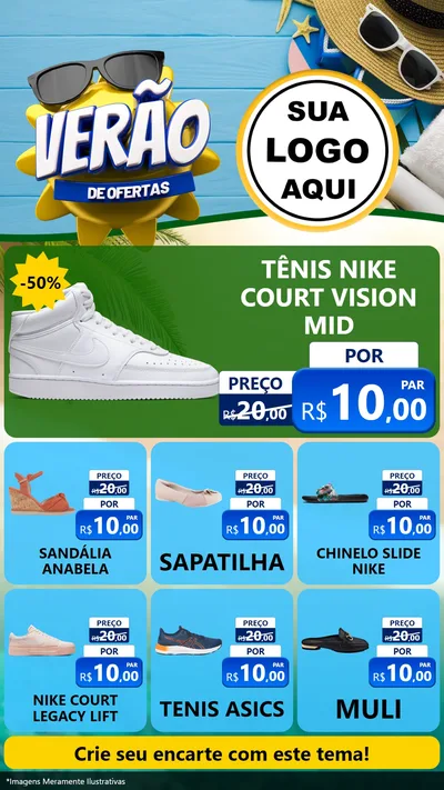 Modelo de Rede Social para Stories com o tema Verão de Ofertas para Calçados