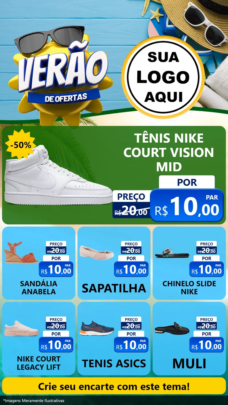 Modelo de Rede Social para Stories com o tema Verão de Ofertas para Calçados