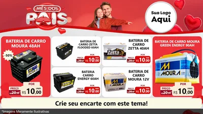 Modelo de TV para TV Horizontal com o tema Mês dos Pais para Baterias Elétricas