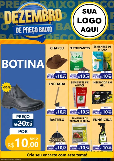 Modelo de Encarte para Encarte A4 Vertical com o tema Dezembro de Preço Baixo para Agropecuária