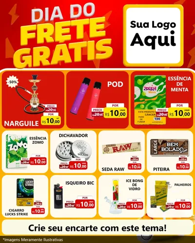 Modelo de Rede Social para Feed Instagram com o tema Dia do Frete Grátis para Tabacaria