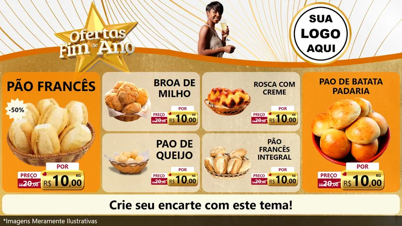 Modelo de TV para TV Horizontal com o tema Ofertas Fim de Ano para Padaria