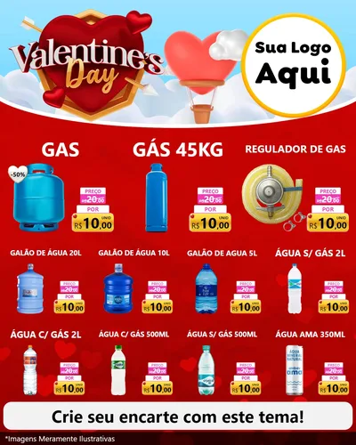 Modelo de Rede Social para Feed Instagram com o tema Valentine's Day para Água e gás