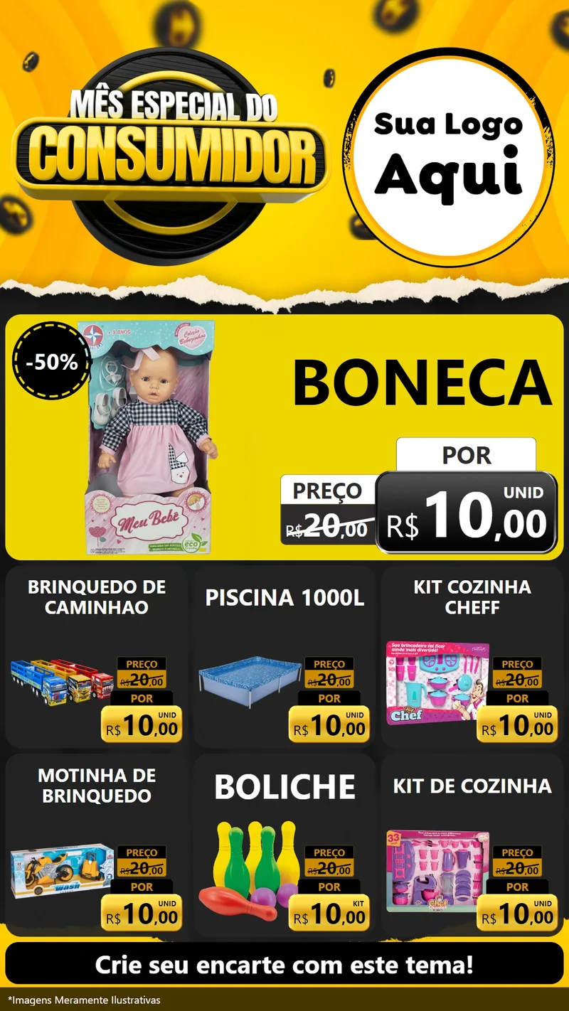 Modelo de Rede Social para Stories com o tema Mês Especial do Consumidor para Brinquedos
