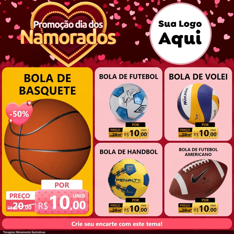 Modelo de Rede Social para Feed Facebook com o tema Promoção Dia Dos Namorados para Artigos Esportivos
