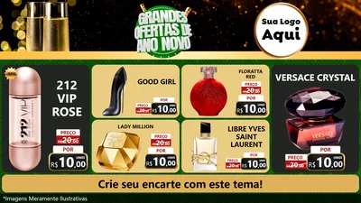 Modelo de TV para TV Horizontal com o tema Grandes Ofertas de Ano Novo para Perfumes