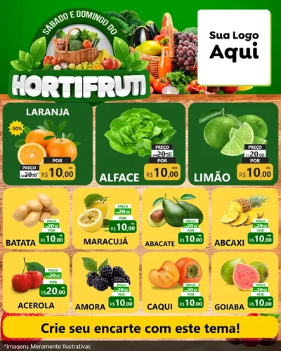 Modelo de Rede Social para Feed Instagram com o tema Sábado e Domingo do Hortifruti para Hortifrúti