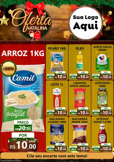 Modelo de Encarte para Encarte A4 Vertical com o tema Ofertas Natalina para Supermercado