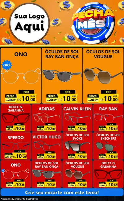 Modelo de Encarte para Encarte Grande com o tema Fecha Mês para Óticas