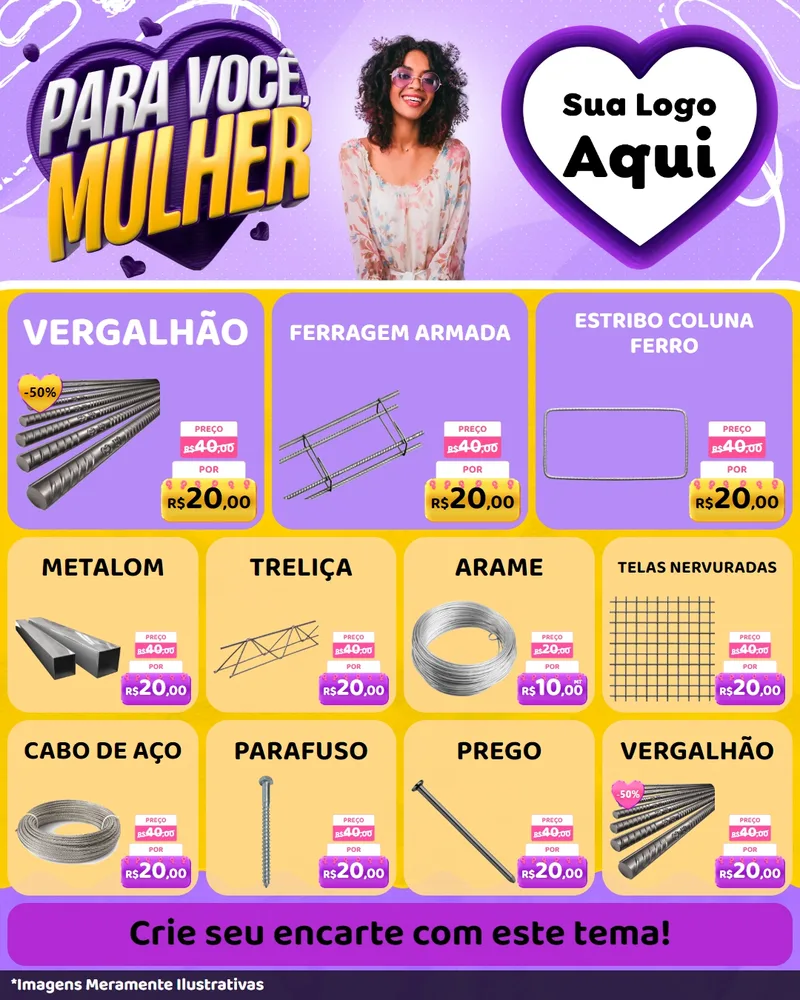 Modelo de Rede Social para Feed Instagram com o tema Para Você, Mulher para Ferragens