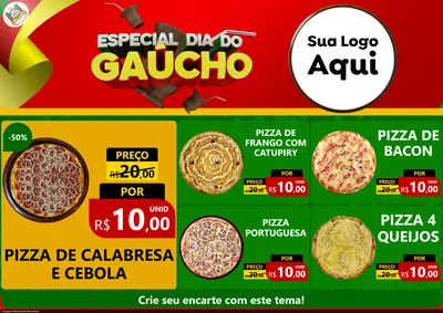 Modelo de Encarte para Encarte A4 Horizontal com o tema Especial Dia do Gaúcho para Pizzaria