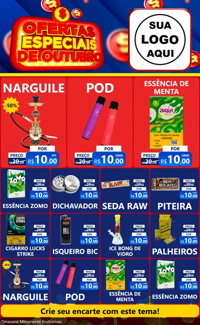 Modelo de Encarte para Encarte Grande com o tema Ofertas Especiais de Outubro para Tabacaria