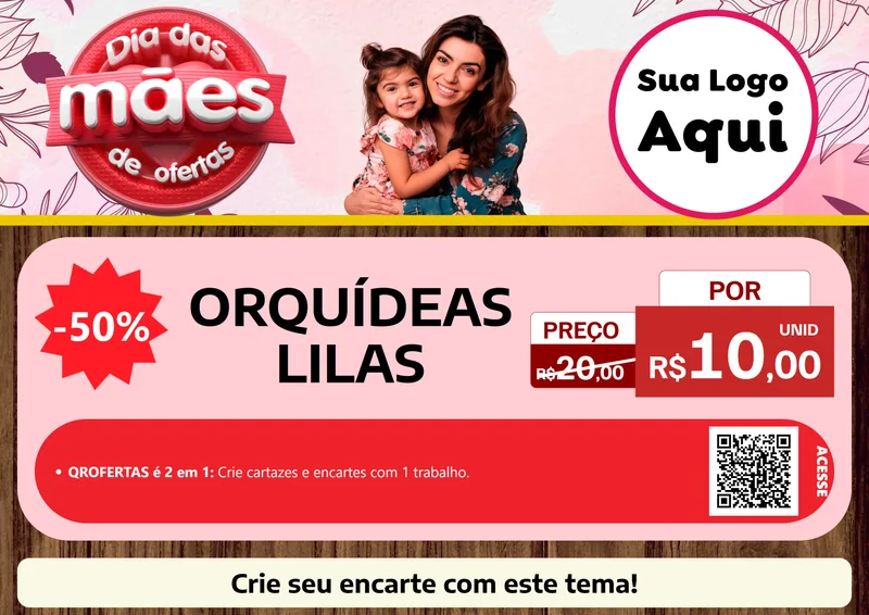 Modelo de Cartaz para Cartaz A4 Horizontal com o tema Dia Das Mães De Ofertas para Floricultura e jardim