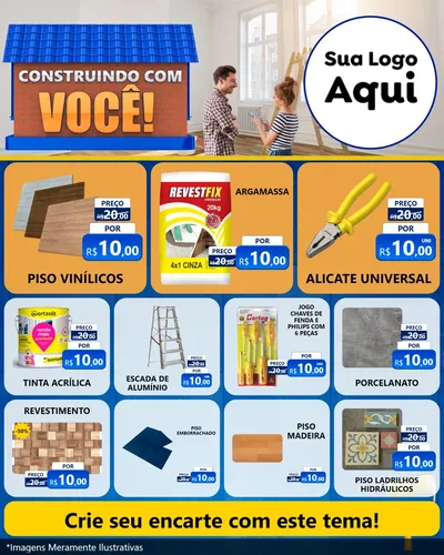 Modelo de Rede Social para Feed Instagram com o tema Construindo Com Você para Material para Construção