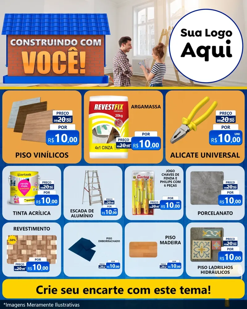 Modelo de Rede Social para Feed Instagram com o tema Construindo Com Você para Material para Construção