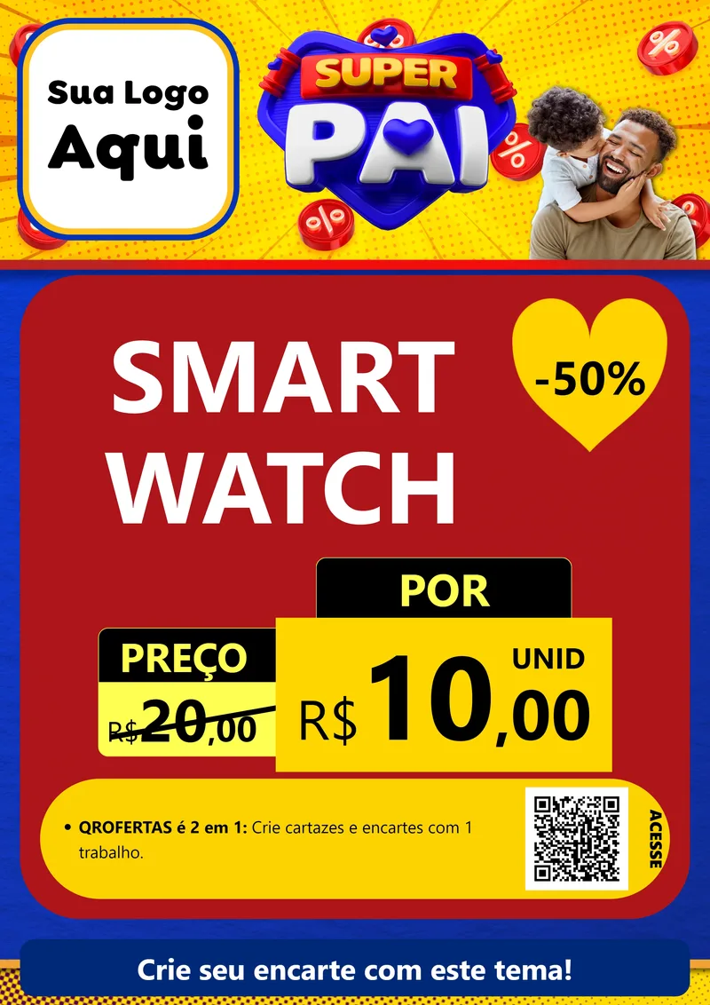 Modelo de Cartaz para Cartaz A4 Vertical com o tema Super Pai para Informática