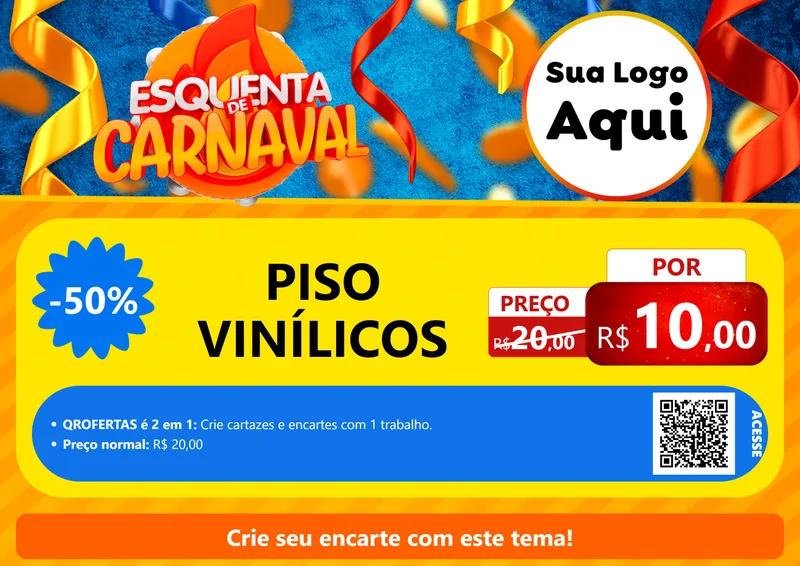 Modelo de Cartaz para Cartaz A4 Horizontal com o tema Esquenta de Carnaval para Material para Construção
