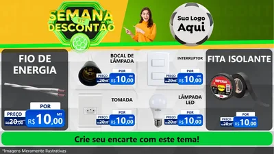 Modelo de TV para TV Horizontal com o tema Semana de Descontão - Copa para Materiais Elétricos