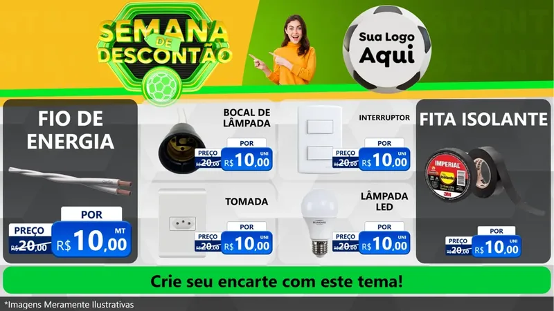Modelo de TV para TV Horizontal com o tema Semana de Descontão - Copa para Materiais Elétricos