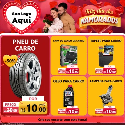Modelo de Rede Social para Feed Facebook com o tema Feliz Dia Dos Namorados para Auto peças