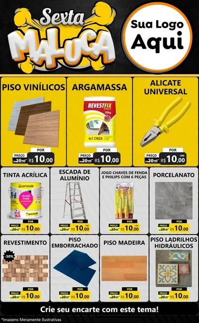 Modelo de Encarte para Encarte Grande com o tema Sexta Maluca para Material para Construção