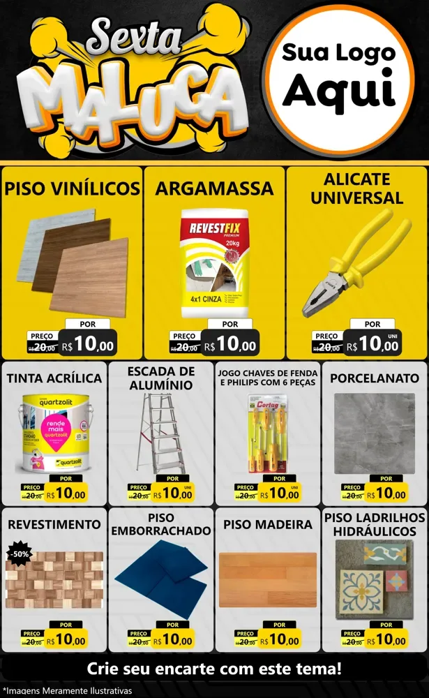 Modelo de Encarte para Encarte Grande com o tema Sexta Maluca para Material para Construção