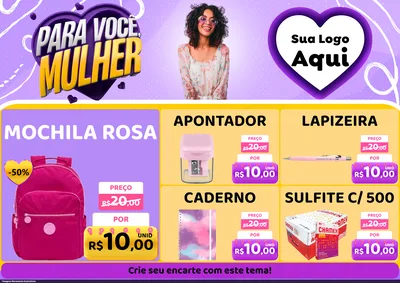 Modelo de Encarte para Encarte A4 Horizontal com o tema Para Você, Mulher para Papelaria