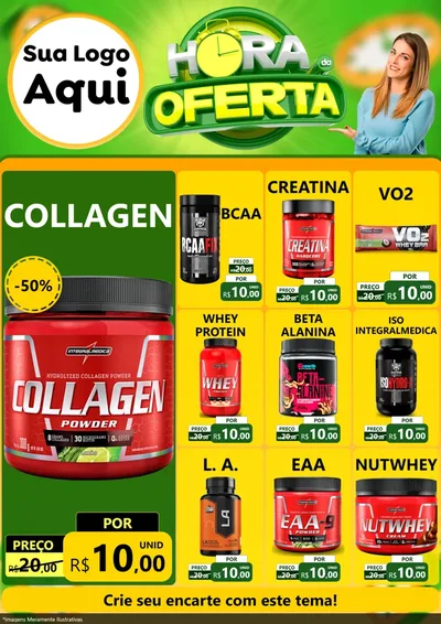 Modelo de Encarte para Encarte A4 Vertical com o tema Hora da Oferta para Suplementos alimentares