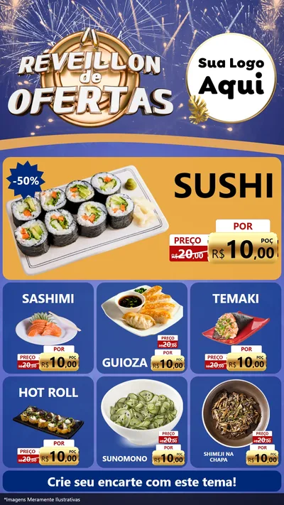 Modelo de Rede Social para Stories com o tema Réveillon de Ofertas para Comida japonesa
