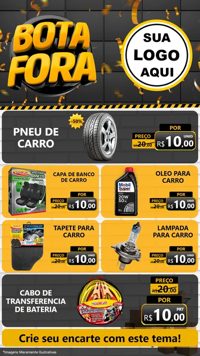 Modelo de TV para TV Vertical com o tema Bota Fora para Auto peças