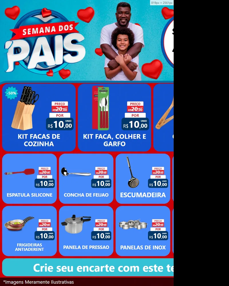 Modelo de Rede Social para Feed Instagram com o tema Semana Dos Pais para Utilidades Domésticas